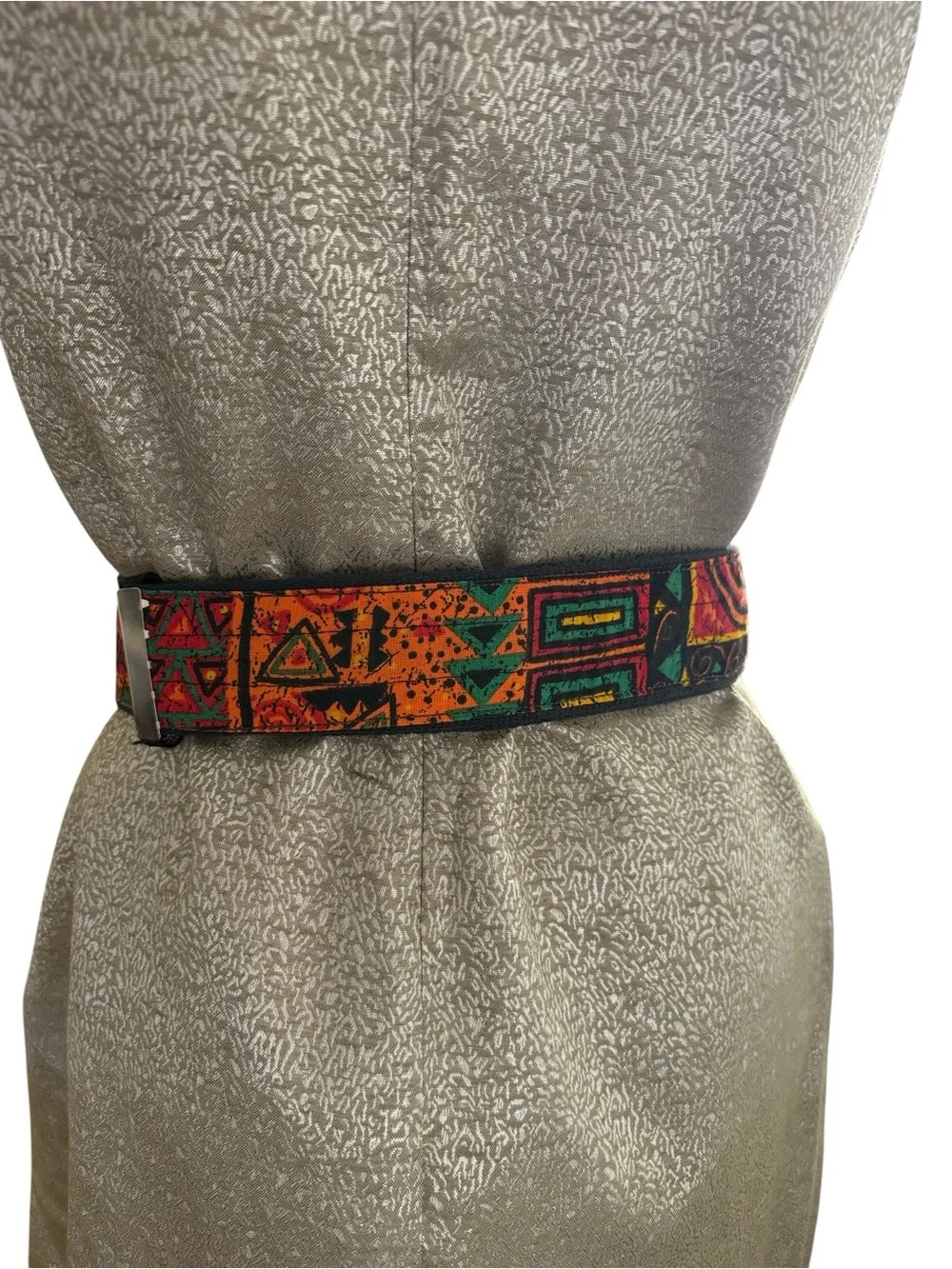 Vintage Geometric Artisan Print Statement Waist Belt OSFM